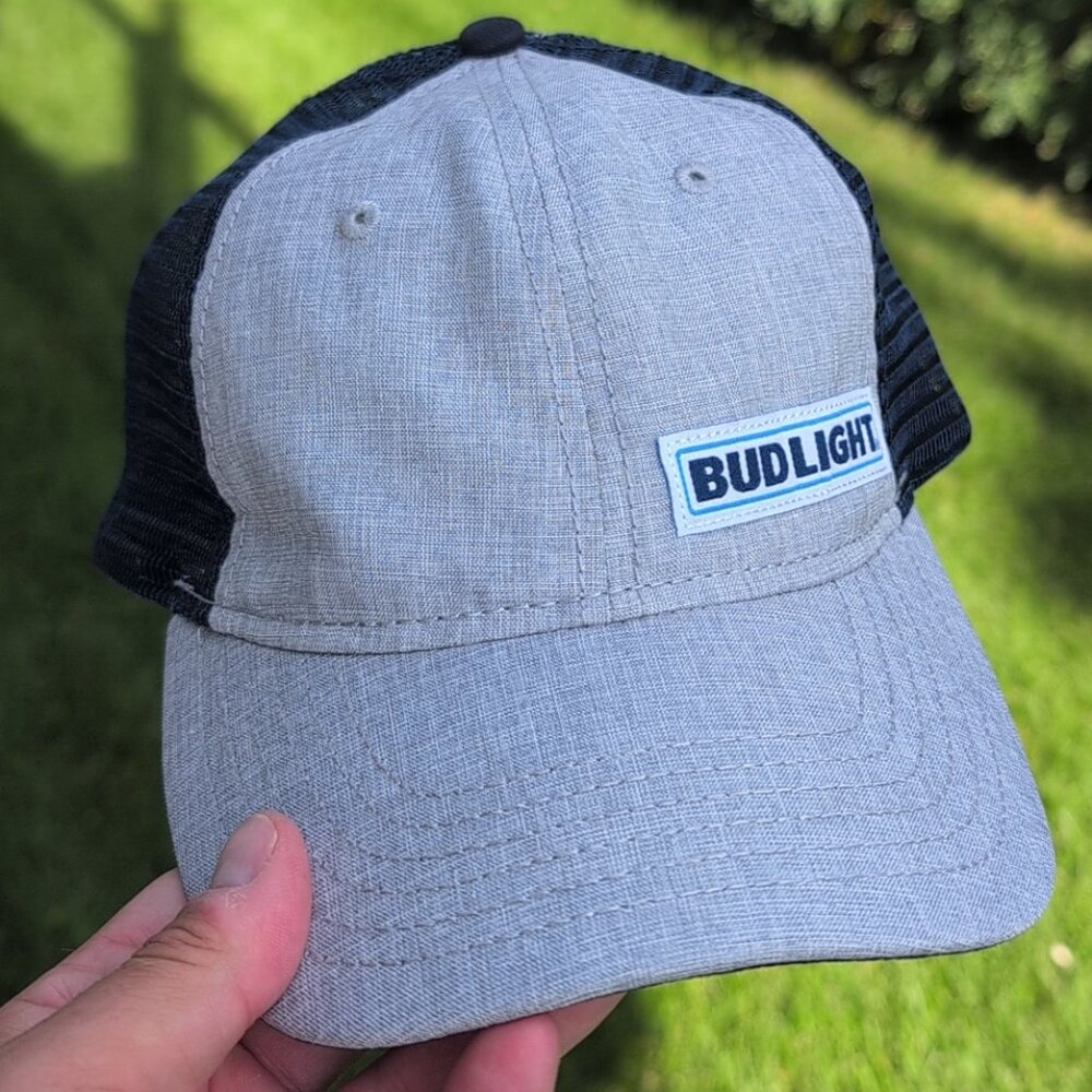 BUD LIGHT Baseball Cap New Grey Blue Snapback - Picture 1 of 4
